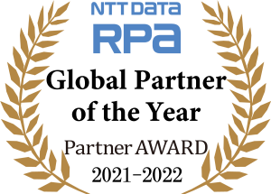 NTT DATA RPA Global Partner of the Year Partner AWARD 2021-2022